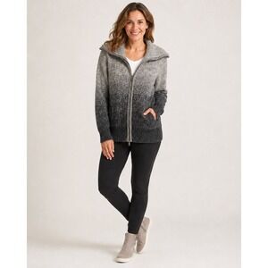 American Eagle Cozy Grandpa Sweater Womens Small Gray Dip Dye Full Zip